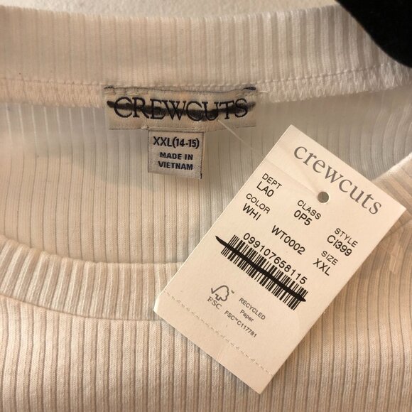 J Crew Crewcuts Girls' Short-Sleeve T-Shirt In Vintage Rib Lettuce Hem White XXL - Picture 3 of 6
